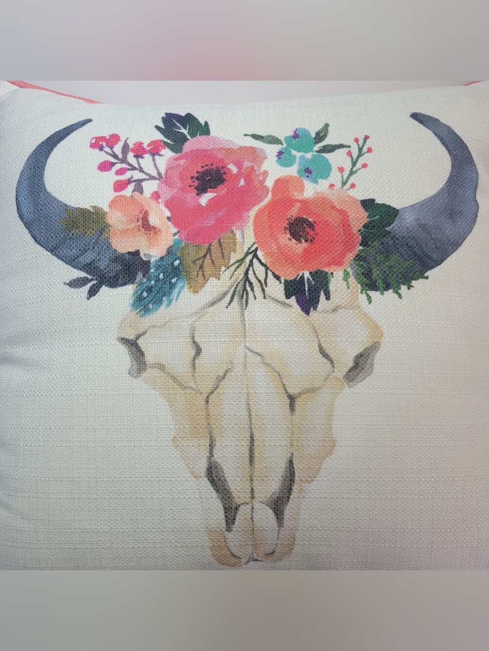Western Bull Skull Pillow